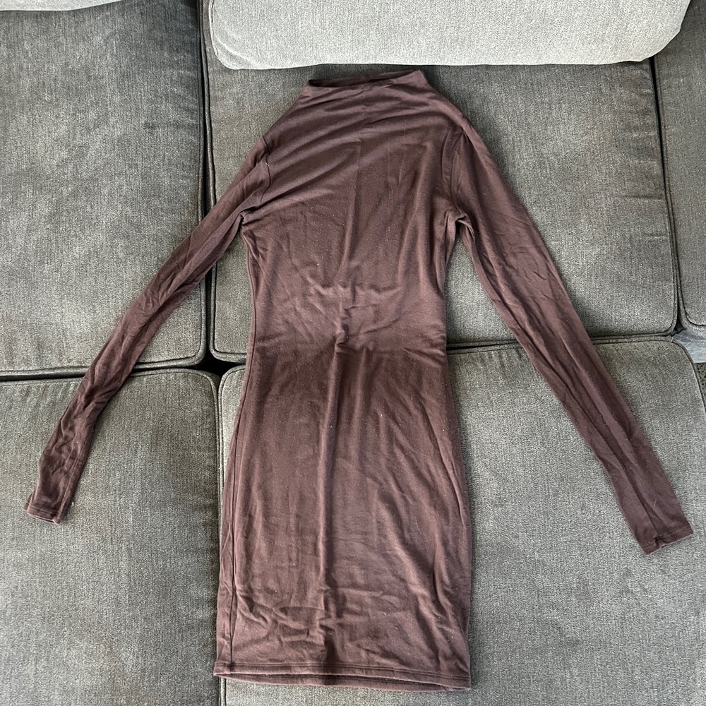 Naked Wardrobe Chocolate Long Sleeve Dress